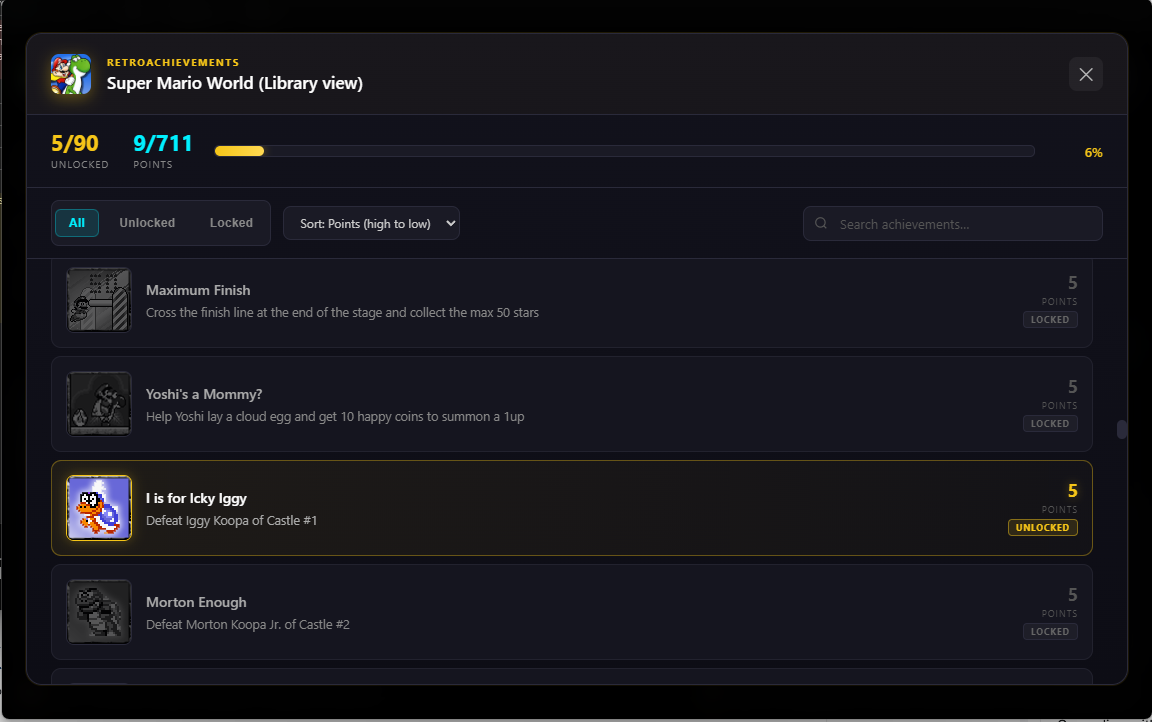 RetroAchievements Progress